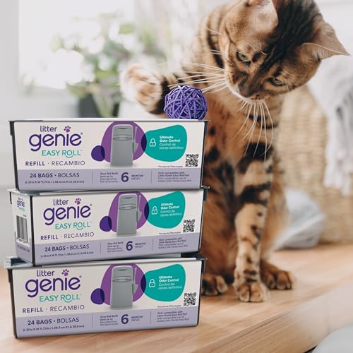 Litter Genie Easy Roll Nachfüller, Katzenstreu Entsorgungssystem, ultimative Geruchskontrolle, mühelose Reinigung, 1 Nachfüllpack mit 24 Beuteln (Packung mit 2)