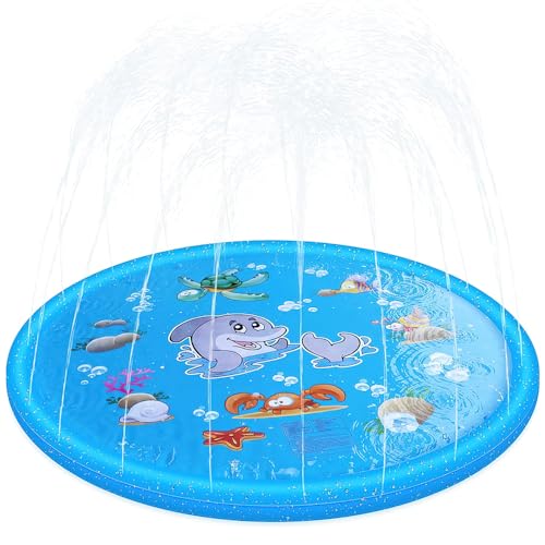 Lotvic 170CM Tappetino da Gioco con Spruzzi d'Acqua, Splash Pad, Tappetino per Spruzzi per Cane,...