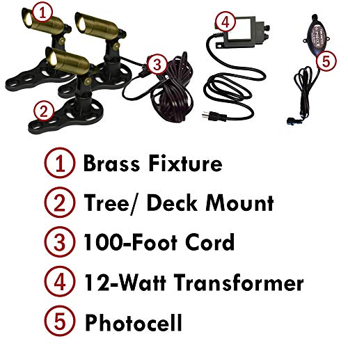 Ignite Landscape Lighting (3) 1-Watt Brass Mini Led Spotlight Package With 12-Watt Transformer For Landscape Lighting, Ponds, And Water Features - 3X1Wfkit100 #TOP1