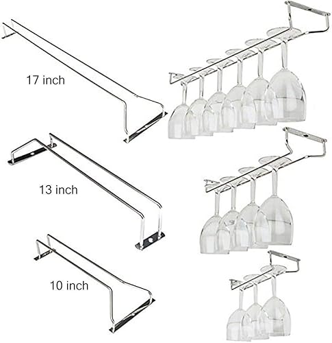 Miniatura 2 de Greatstar Estante para copas de vino, soporte para copas de vino debajo del gabinete, soporte de acero inoxidable con acabado cromado, soporte para