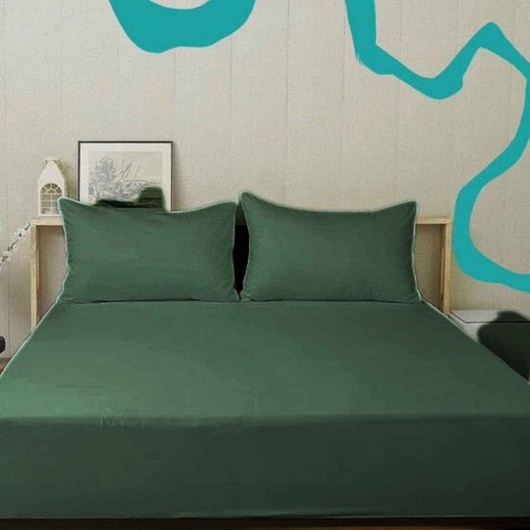 Satin de bambou vert olive parure de lit double pour nuits sereines