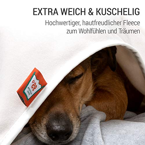 Doctor Bark | kuschelige Hundedecke waschbar bis 95°C, hygienische, weiche Fleecedecke für Sofa und Hundebett, Flauschige Haustierdecke - Made in Germany (XL - 140x100 cm/Hellgrau)