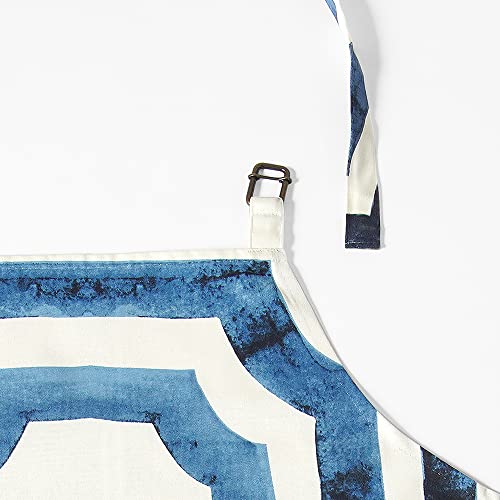 Image of HPD Half Price Drapes Aprons for Men Women with Large Pockets Adjustable Unisex PRTW-D23B-AP Mecca Printed Cotton, 27 X 34 Inch, Mecca Blue