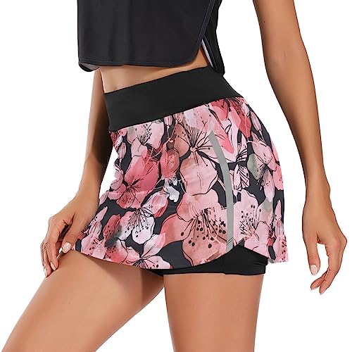 ODAWA Aquarela Flores Saias Esportivas Femininas Leves Saias de Golfe Tênis Esportes Shorts P-GGG, F