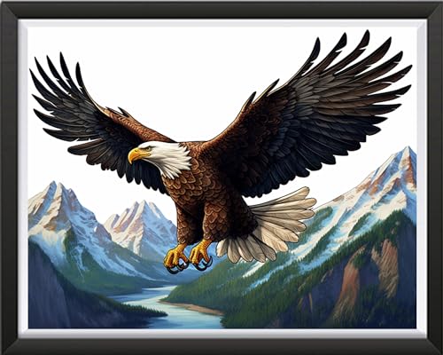 Image of DMCVIVR Stamped Cross Stitch Kits for Beginners Adults Needlepoint Kits for Beginners Embroidery Kits for Adults Crossstitch Kit for Beginners 11CT-Eagles Spread Wings 16x20 inch