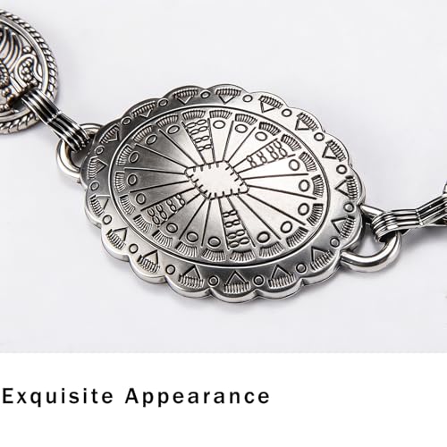 Image of Dubulle Womens Belt Chain Leather Belts Vintage Western Adjustable Elastic Double Buckle for Cowboy Pant Dress