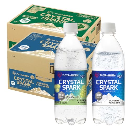 CRYSTAL SPARK(�N���X�^���X�p�[�N) �Y�_�� 500ml ×48�{ �e24�{ �v���[��+�}�X�J�b�g �Z�b�g���Y�_�� �A�C���X�I�[���} �y�b�g�{�g�� �P�[�X 500�~�����b�g�� �{�g�� �����