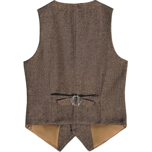 Retro Boys Tweed Vest for Kids Formal Dress Herringbone Suit Vest for Teen Wedding Homecoming Waistcoat2