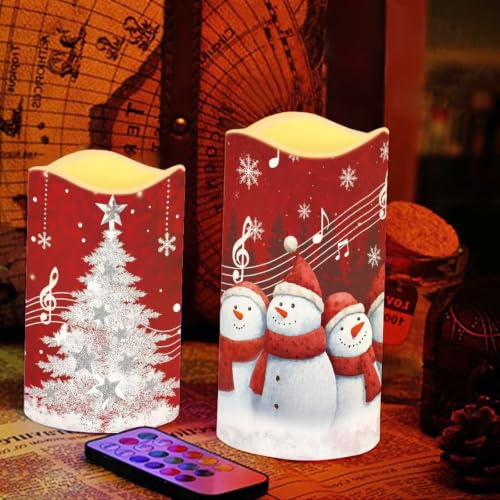 Image of Stained Glass Cardinal LED Flameless Candles Set of 4 | Flameless Candle Set with Timer, Battery Operated, Fake Candles for Living Room Table Centerpieces