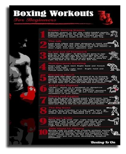 Old School Boxing Metal Tin Sign Training Reference Chart Wall Art for Gym Man Cave Garage Home Boxing Lover Gift for Him 8 X 12