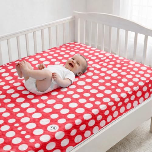 Image of Btag Baby Waterproof, Super Soft Fast Drying Mattress Protector | Extra Absorbent, Anti-Itching Sheet for New Born,Toddler (Size 140x210 cm, Pack of 1, Pink Dot)