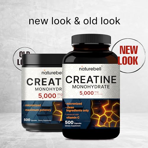 Image of NatureBell Creatine Monohydrate Capsules 5,000mg Per Serving, 500 Count | Micronized, Unflavored Creatine Pills | Pre-Workout & Muscle Strength Support | Easy to Swallow, Filler-Free | 71 Servings