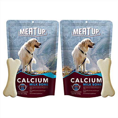 Image of Meat Up Pressed Chew Bones, Dog Treats, 6 inches - Pack of 3 Bones & Calcium Bone Pouch, Dog Treats - 25 Pieces (230 gm) & Chicken Flavour, Real Chicken Biscuit, Dog Treats -500g Jar