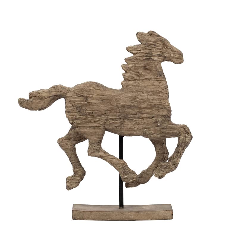 ZGHQHCDRH 14x3x14.5 Spirited Polyresin Horse Accent – Medium Stone/Driftwood Texture Decor