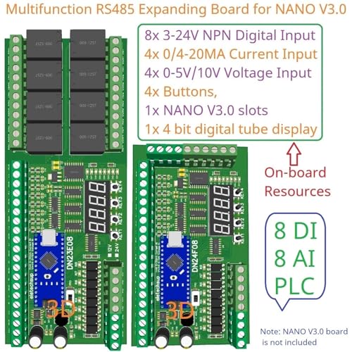 Module IO 8AI 8DI 8DO relais 12V avec boîtier rail DIN - 4