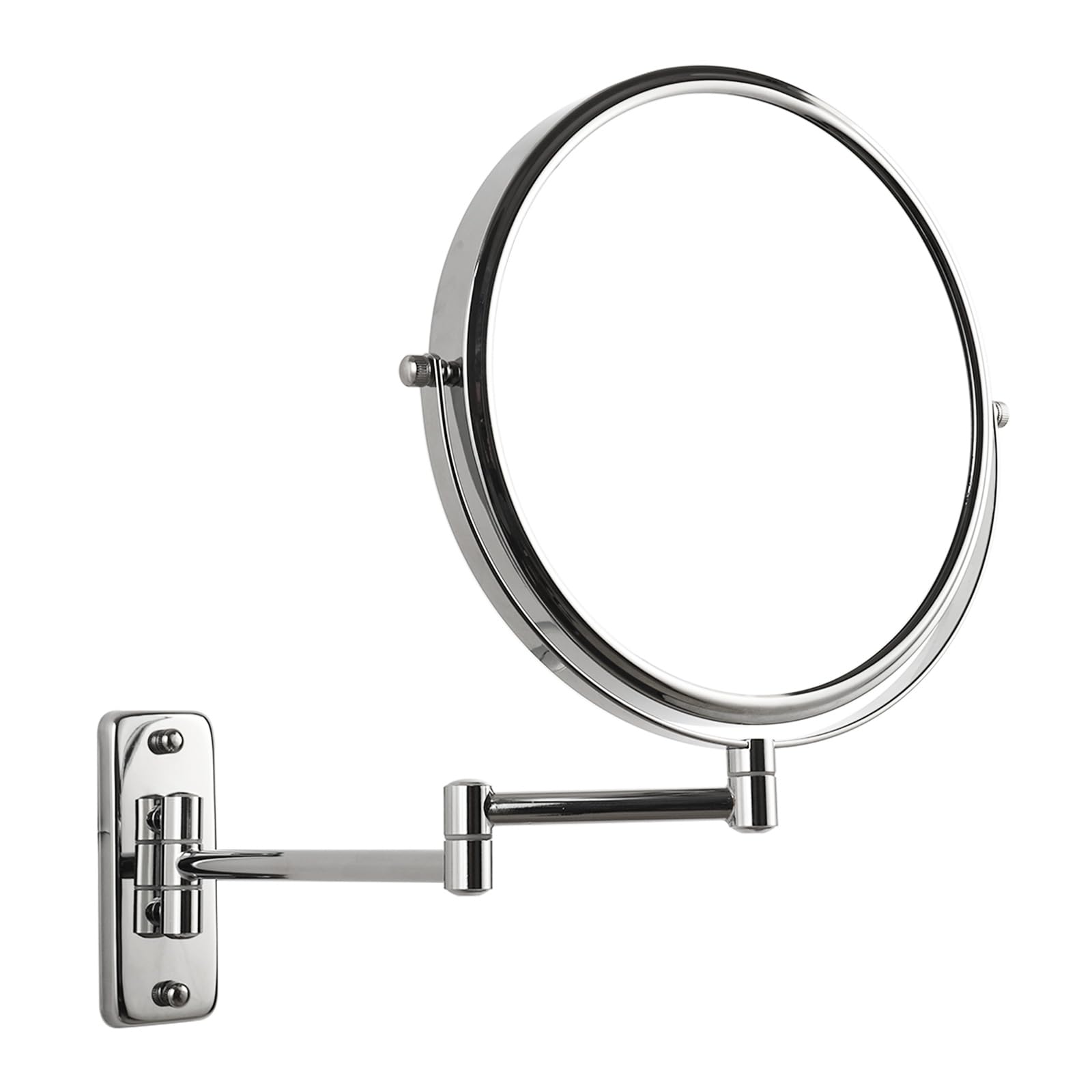 8 Zoll Kosmetikspiegel Wandmontage - 1X/10X Vergrößerungsspiegel Rasierspiegel, 360° Schwenkbarer Schminkspiegel mit Ausziehbarem Arm, Ideal für Make-Up, Rasur und Pflege, Chrom (Ohne Licht)
