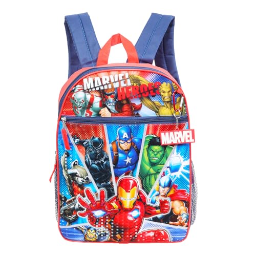 Marvel Avengers Backpack with Lunch Box Set ~ 16" Avengers School Bag, Avengers Lunch Bag, Stickers, Notebook, More (Spiderman School Supplies Bundle)2