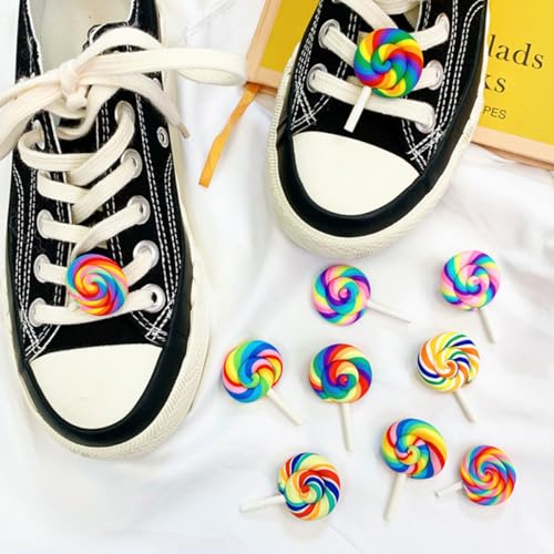 Garneck 10 Stück Bunte Lollipop Broschen aus Kunststoff und Metall Lustige Kleidungs und Taschen Deko für Frauen Farbenfrohe Parodie Accessoires
