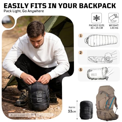 Saco de Dormir Momia para Adultos, 34-43°F, 3 estaciones, Para Clima Frío miniatura 4