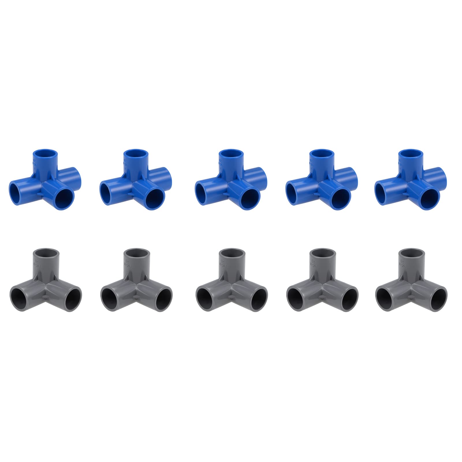 Raccord coudé en T 3 voies PVC gris 20mm lot de 10 pour tube