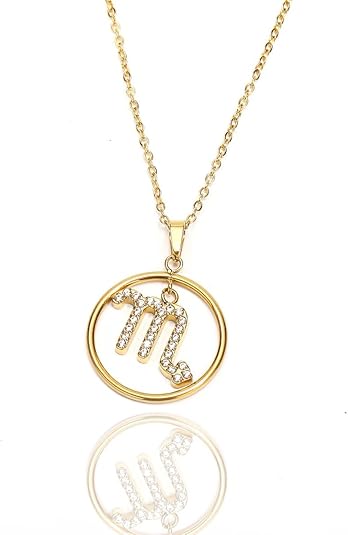 Zodiac Constellation Horoscope Pendant Necklaces Gold Plated Astrology Necklaces for Women Best Gift for birthday Jewelry New Year Mother’s day Christmas wedding