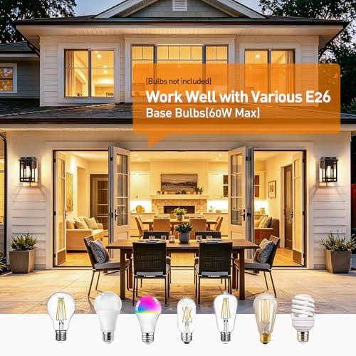 Image of 2 Packs Dusk to Dawn Outdoor Wall Lighting 9.76'', Black