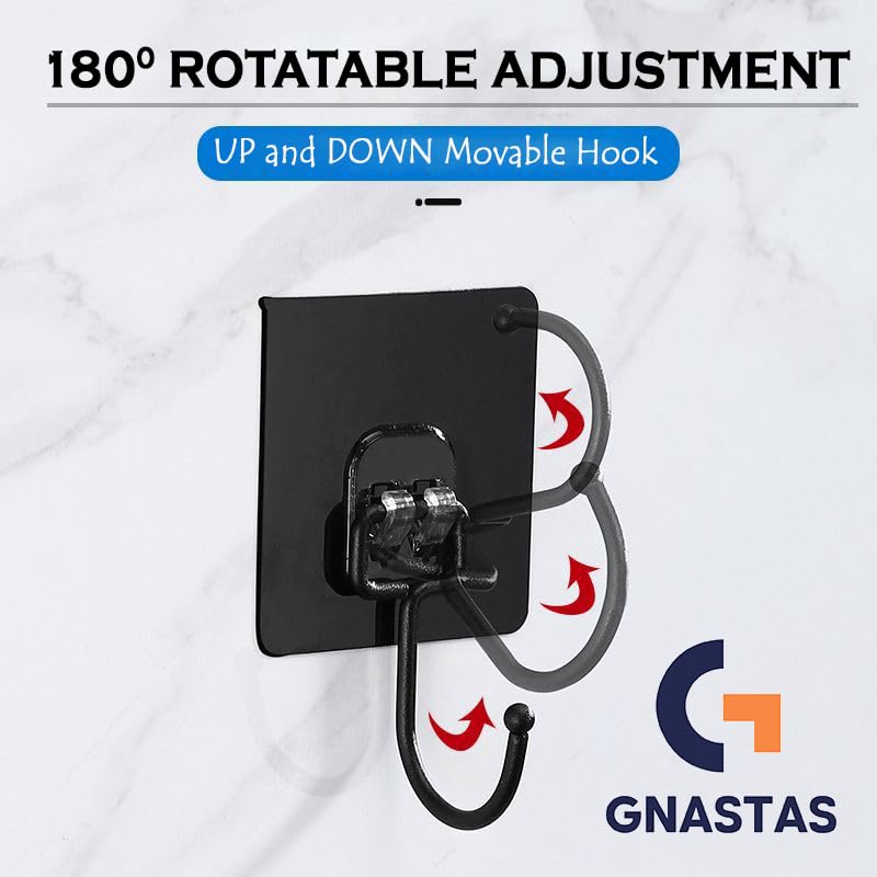 Image of Wall Hook Hanger with 6 Hooks | Heavy Duty Wall Mounted Adhesive Hook Rack for Kitchen, Bathroom, Bedroom & Office | Multipurpose Organizer for Coats, Towels, Keys 1pc (Black)