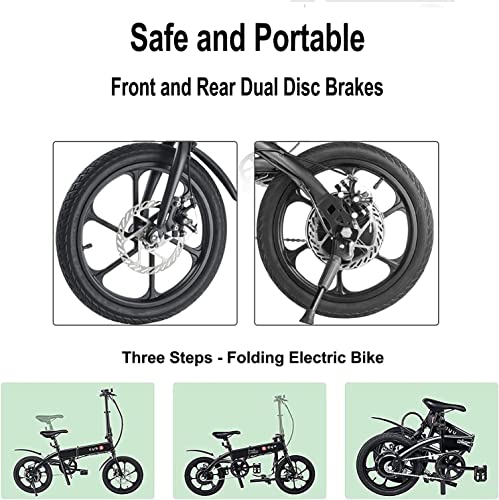 DYU Electric Bike for Adults Teens,16" Folding Electric Bicycle,Commuter City E-Bike with 250W Motor and 36V 7.5Ah Battery,Height Adjustable, Battery Indicator,Compact Portable,Unisex Aldult - Image 7