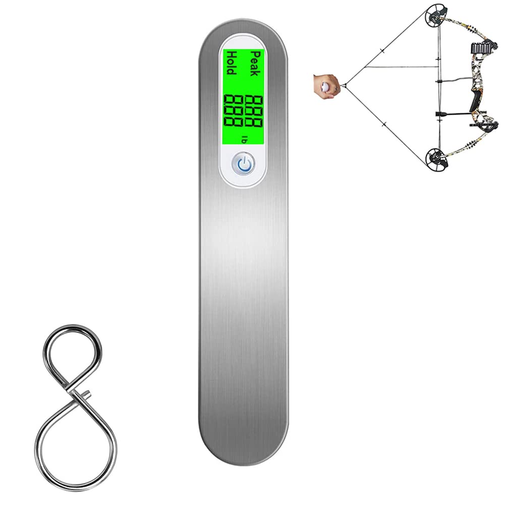 Archery Bow Scale 110 lbs/ 50kg Hanging Handheld Scale Multifunctional Digital Tune Scale Peak Weight/Hold Weight with Clear LCD Display for Recurve/Compound Bow