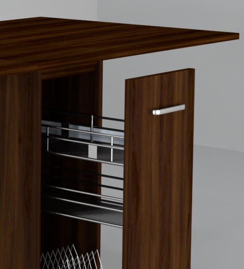 Image of SPECIALITY PANELS Folding Dining Table with 6 Wheels | Engineered Wood | Compact Design | Tables for Small Spaces | Termites Resistance | Kitchen Table in Redica Walnut Finish