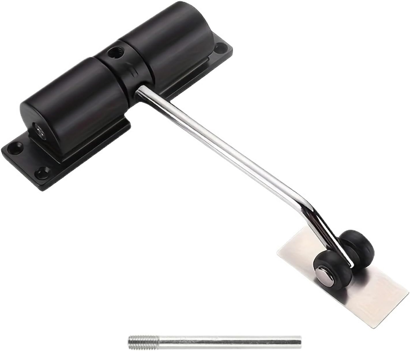 Automatic Door Closer Adjustable Heavy Duty Safety Spring Silenciar Durable Convert Hinged Interior Exterior(White B)