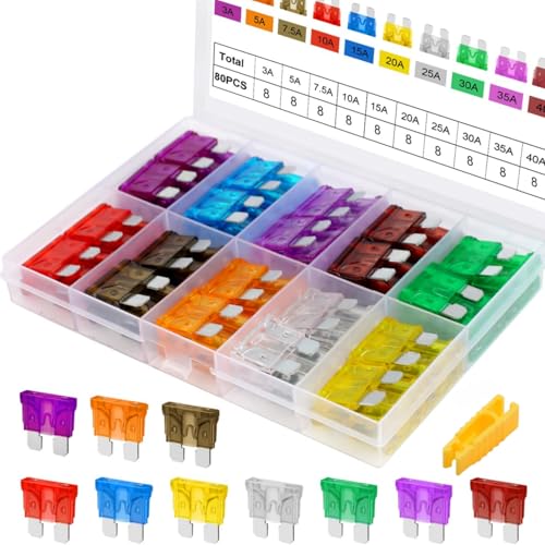 Image of MAKABEE 80Pcs Fuses Automotive Kit - Blade Auto Fuse Assortment Standard and Mini Car Fuse for Marine, RV, Camper, Boat, Truck (3A /5A /7.5A /10A /15A /20A /25A /30A /35A /40A)