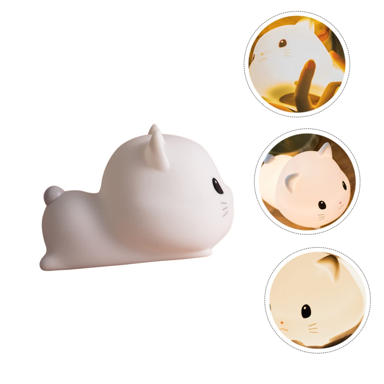 Artibetter Lampada Notturna in Silicone a Forma di Gatto USB Bianca