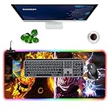 Large Anime Mouse Pad RGB Huge Custom Design Mousepad,Mouse Pads with Non-Slip Rubber Base,Led Light Edge Mouse Mat,Washable Desk Pad for Gamer,Computer,Laptop,PC,31.5X15.7 inch