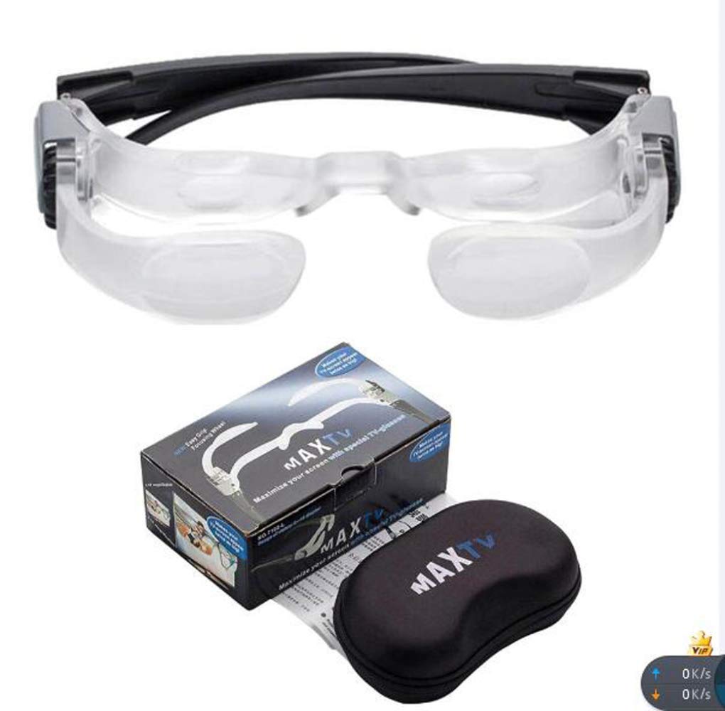 Max Vision - Occhiali portatili per TV, lenti di ingrandimento leggeri per lettura e video, occhiali diottrici regolabili per una migliore esperienza visiva