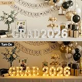 OLANRUN 2026 Graduation Decorations - 8 Pcs LED Marquee Light Up Letters GRAD 2026 for Table & Wall, Class of 2026 Graduation Party Decor Supplies for Kindergarten Preschool High School College, 6.2in