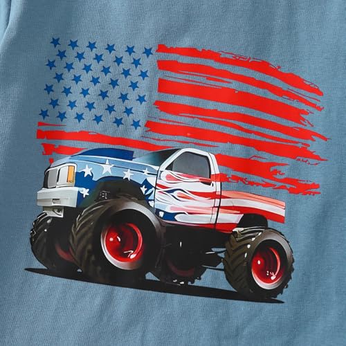 Image of Toddler Boy 4th of July Outfit Short Sleeve T-shirt + American Flag Shorts Independence Day Clothes