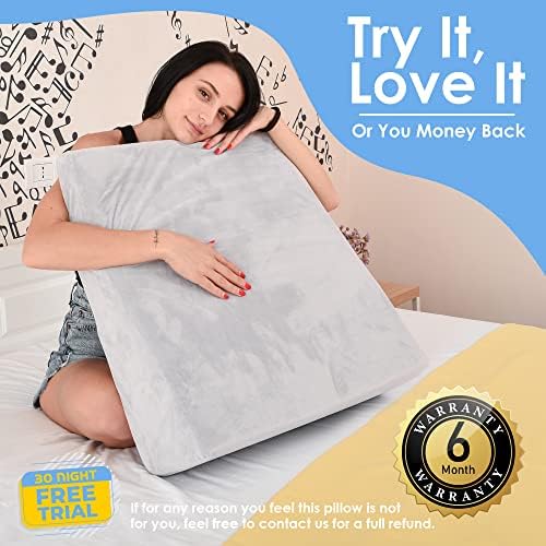 Bed Wedge Pillow Cooling Memory Foam Top  Elevated Support Cushion for Back & Neck Pain, Acid Reflux, Heartburn, Allergies & Snoring  Includes A Extra Ultra Soft White Washable Cover  8 Inch Wedge
