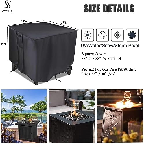 Saking Fire Pit Cover,32 Inch Square Firepit Covers Outdoor Gas Fireplace Fire Table Cover Fits for 28-32 Inch Propane Fire Pit Table β 32 x 32 x 24 Inches - 1