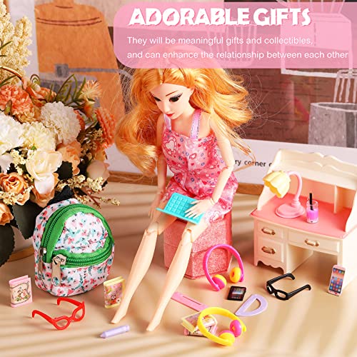Charniol 29 Pieces Dollhouse Accessories Mini Laptop Computer Tablet Phone Toy Miniature Glasses Headset Backpack Drink Toys Plastic Doll Accessories For Dolls (Fresh Style) #TOP6