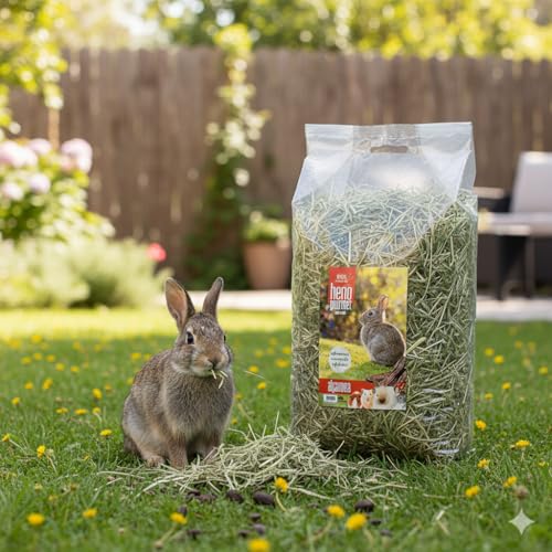 Miniatura 2 de Heno Gourmet - Heno Natural Para Conejos Y Roedores, 1 Kg, Rico En Fibra Y Hierbas Naturales, Apoya La Salud Dental Y Digestiva, Ideal Para Cobayas, Chinchillas Y Hurones