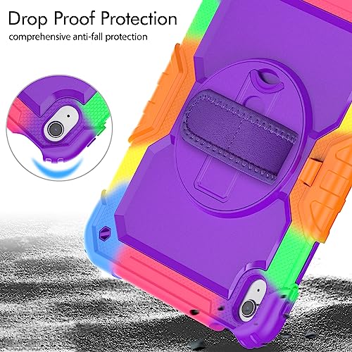 SIBEITU for iPad A16 11th/ 10th Generation Case Purple for Artists 10.9 Inch 2025/2022 with Screen Protector & Pencil Holder, Cute iPad 10 Rugged Shockproof Protective Case with Stand & Strap