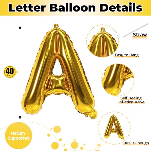 Image of 40Inch Gold YAY Balloons, Giant YAY Letter Foil Mylar Balloon Banner, Gold Congratulations Balloons for Congrats Grad Class of 2026 Graduation Birthday Engagement Wedding Baby Shower Party Decorations