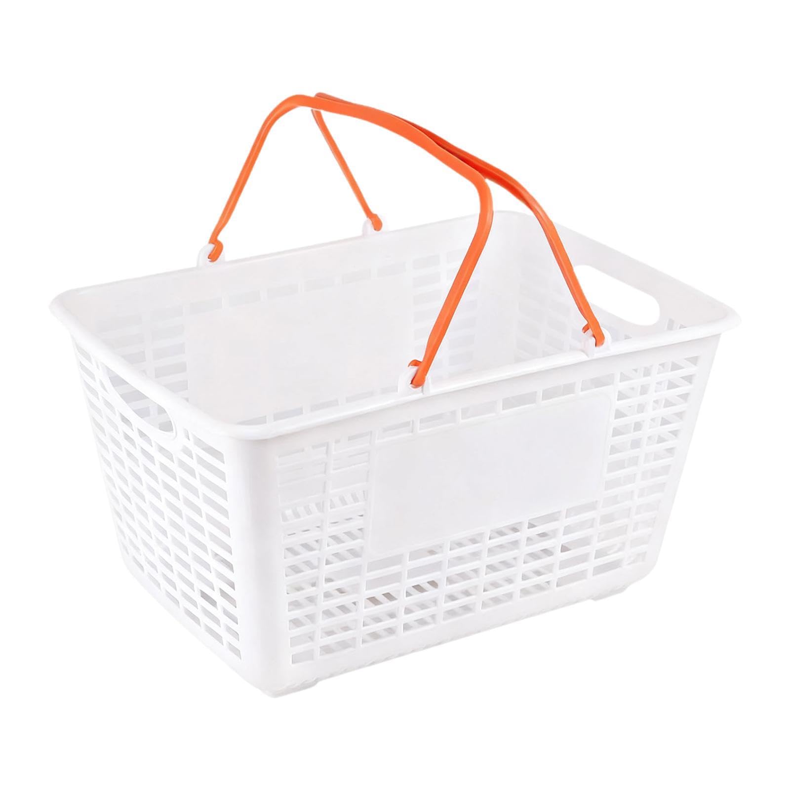 Milageto Einkaufskorb, Supermarkt-Organizer, Mehrzweckkorb mit Griff für Gemüse, Kosmetik, Kleiderschrank, Schuppen, Bastelzimmer, Orange