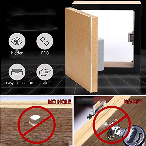 WOOCH RFID Lock,Electronic Cabinet Lock for Wooden Hidden Cabinet Drawer, RFID Card/Tag Entry（2 Pack）