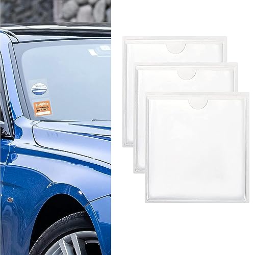 Amdonalo 3 PCS Parking Permit Holder for Car Windscreen Self Adhesive Car Permit Holders for Car, Van, Caravan Windscreen