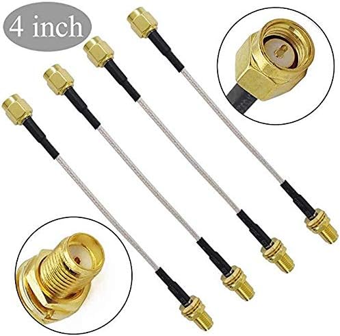 SMA Extension Cable Gender Changers Male to Female WiFi Antenna RF RG316 Coax for FPV Antennae (4 inches (4 Pcs))