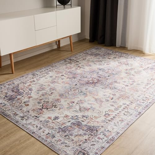 benuta Basic Waschbarer Teppich George - Multicolor 160x230 cm - Kunstfaser - Rechteckig & im Style: Vintage, Elegant, Retro - Pflegeleicht für Wohnzimmer Schlafzimmer