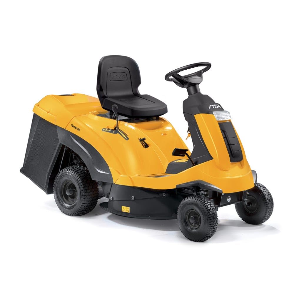 STIGA Cortacésped Combi 372 - Motor 414cc ST 400, cubierta de 72 cm, transmisión hidrostática, depósito de recolección de hierba de 170 l, tapón de mantillo incluido