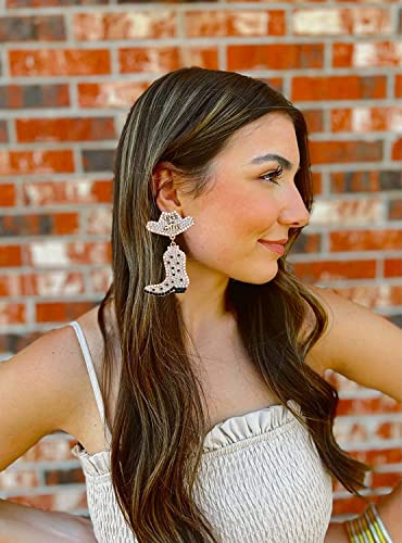 Western Cowgirl Earrings For Women Sparkle Rhinestone Cowboy Boot Hat Dangle Earrings Hypoallergenic Bachelorette Party Howdy Dangling Earrings Nashville Rodeo Country Concert Outfits For Women (Cowgirl Earrings A Set) #TOP1